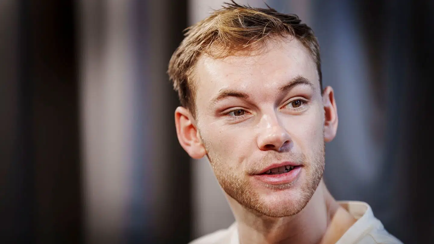 Mathias Gidsel under håndboldlandsholds pressemøde på spillerhotellet i Hamburg ved EM-slutrunden i Tyskland lørdag den 20. januar 2024.