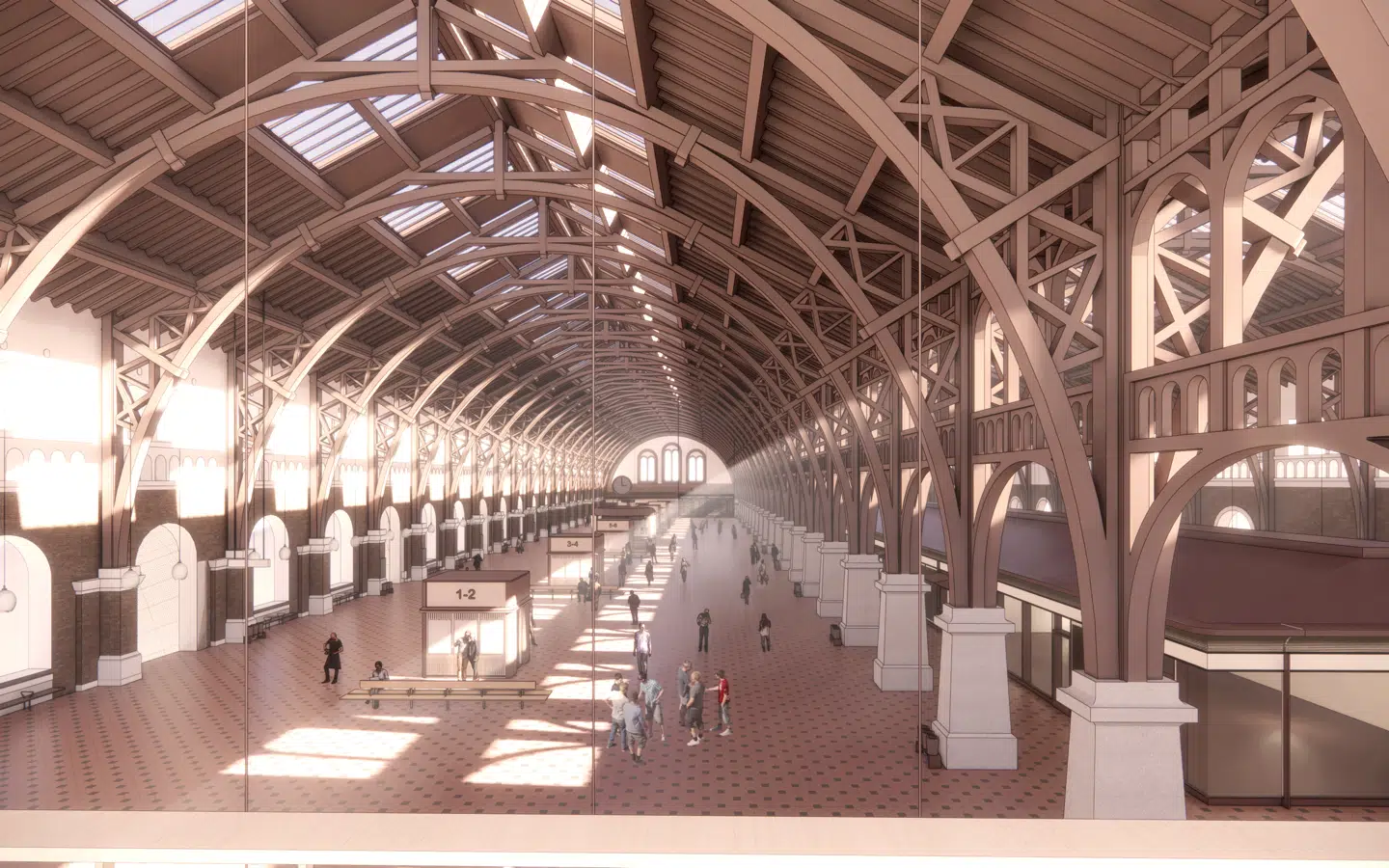 Det er planen, at man vil rive to af de fire nuværende pavilloner ned, der i dag huser butikker og madsteder.