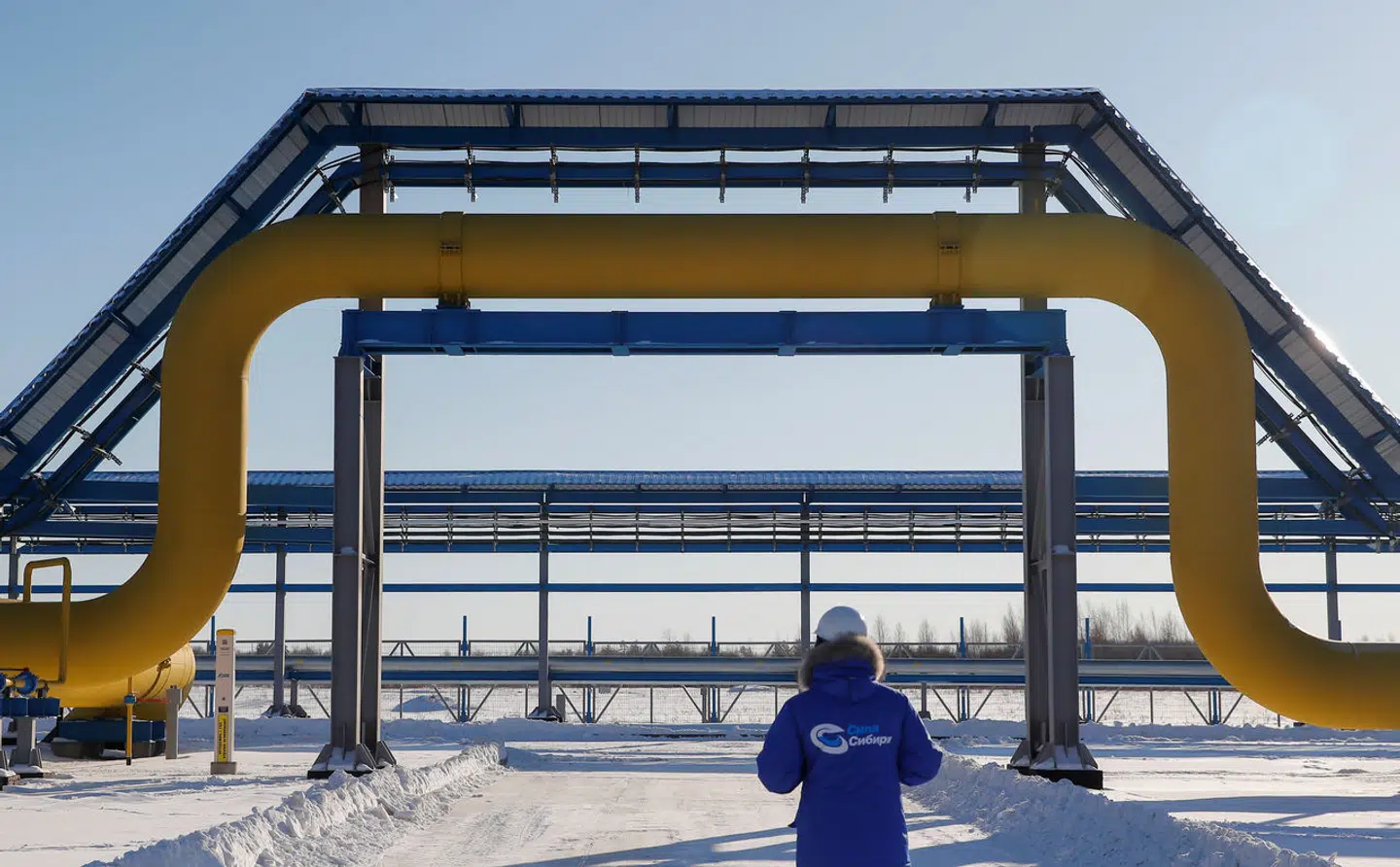 Det russiske gasselskab Gazprom åbnede i 2019 gasledningen Power of Siberia til Kina. Nu skal en endnu længere ledning omdirigere den russiske gas, som tidligere blev solgt til Europa, til kineserne. Her ses den oprindelige Power of Siberia-ledning i Atamanskaja ved den østlige by Svobodny i Amur-regionen i Rusland.