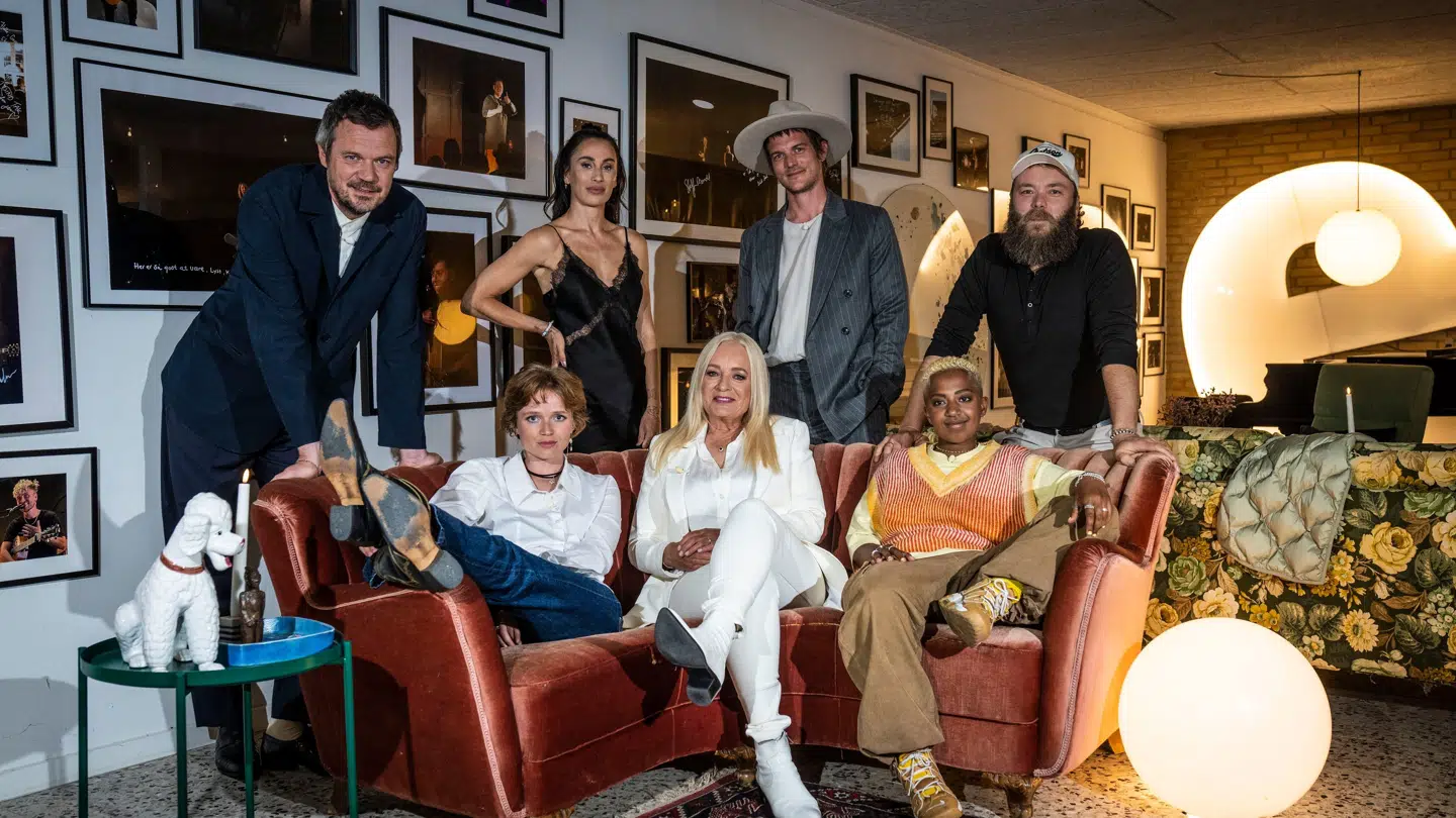 Deltagerne i årets udgave af 'Toppen af Poppen': Peter Sommer, Medina, Jonah Blacksmith, Dopha, Anne Linnet og Mekdes.