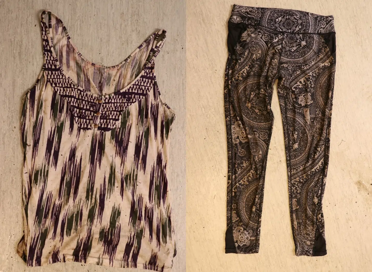 Her er den top og de leggins, som kvinden var iført.