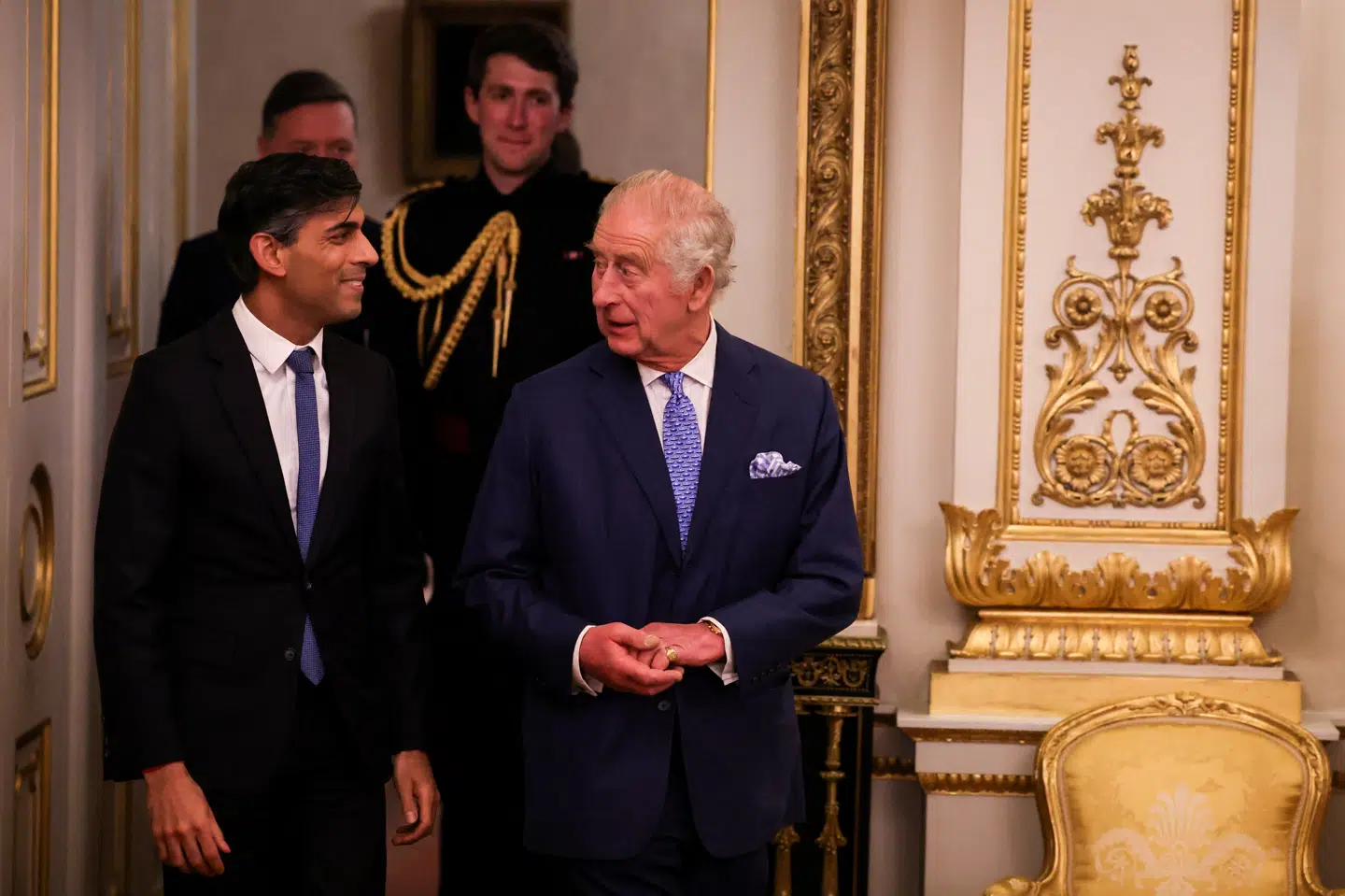 Kong Charles og premierminister Rishi Sunak ses her sammen ved en tidligere lejlighed. (Arkivfoto).