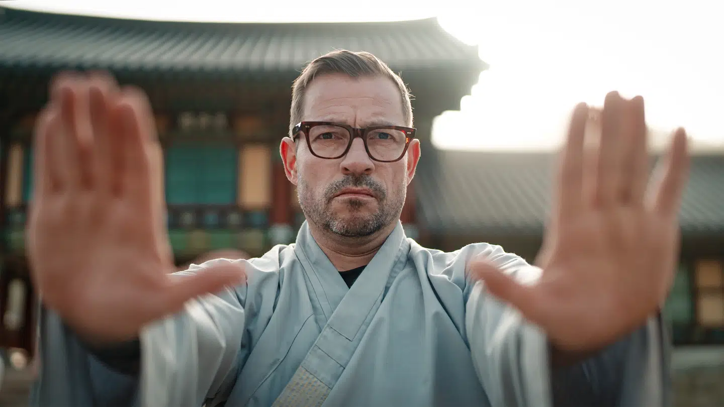 Adam Duvå Hall under optagelserne til TV 2 programmet 'Shaolin'.