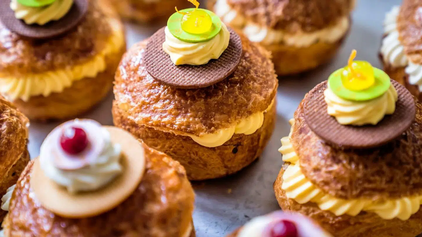 Test af fastelavnsboller. Her flere forskellige smagsvarianter af fastelavnsboller hos Conditori La Glace. Skoubogade 3, 1158 København K.