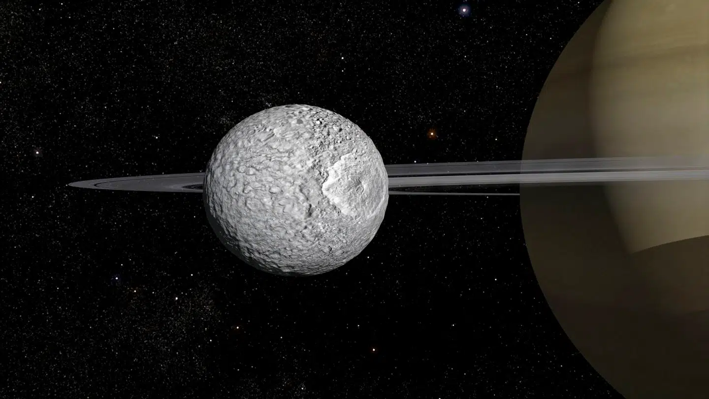 Et nyt billede offentliggjort af Animea Studio viser en kunstnerisk fremstilling af den næsten 400 diameter store Saturn-måne Mimas.