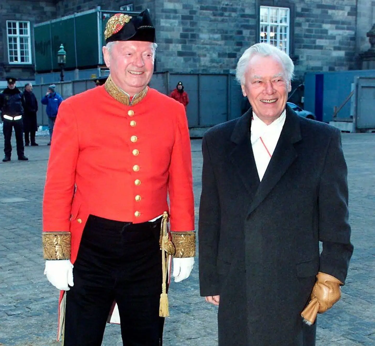 Kammerherre, hofjægermester og lensgreve Christian Lerche-Lerchenborg med tidligere statsminister Poul Schlüter.