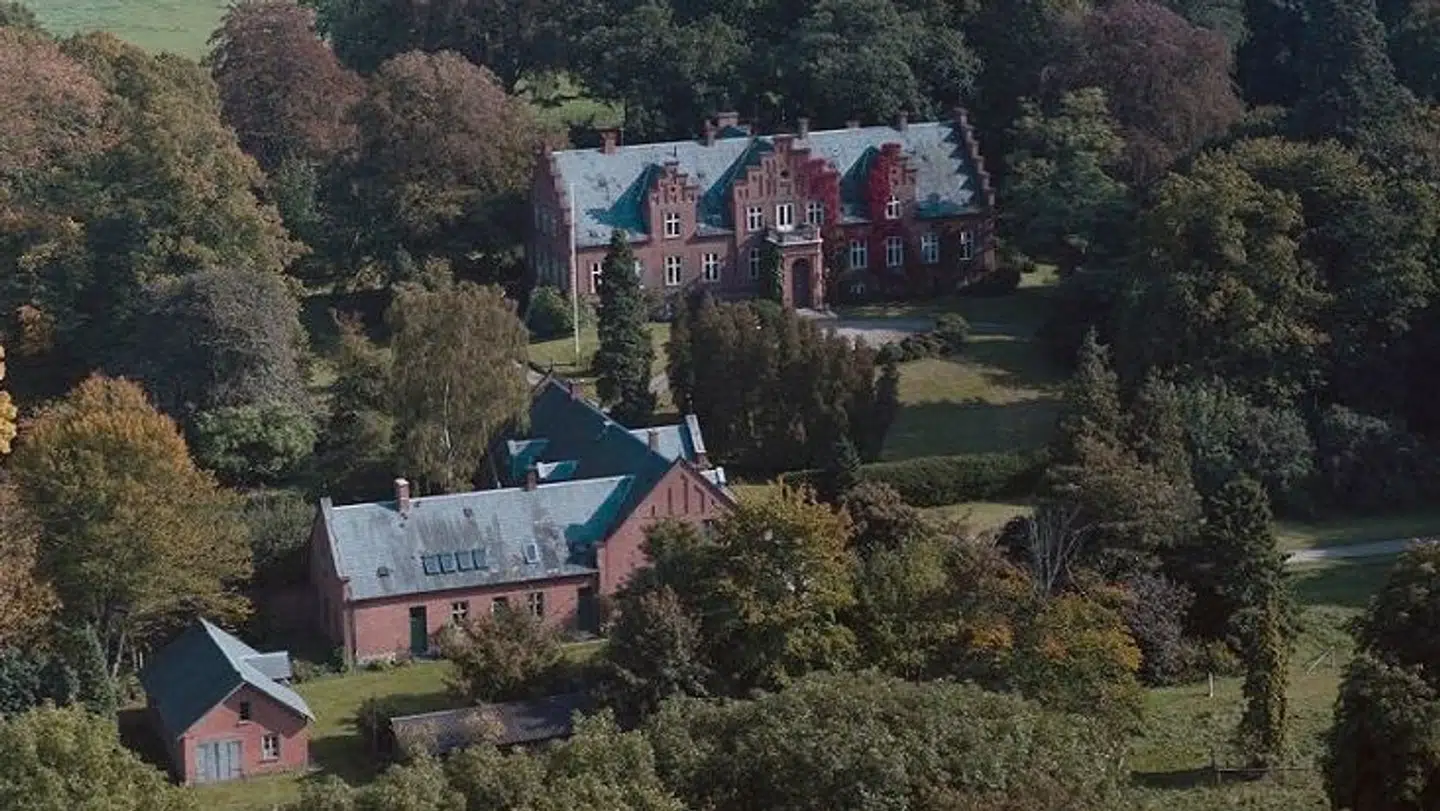 Et luftfoto af Nordfeld Gods fra 1986.