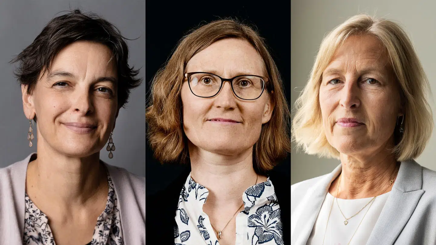 Sara Vergo (tv.), Malene Matthison-Hansen og Dorrit Brandt (th.) mener ikke, at man sort på hvidt kan sige, at man mister markedsværdi med årene.
