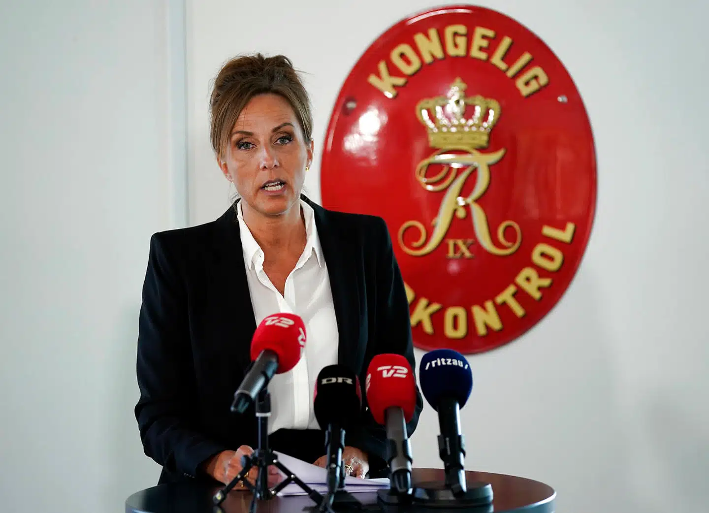 Merete Agergaard, direktør i Skattestyrelsen taler på pressemøde om Skattestyrelsens fremdrift og status på udbytteområdet i København, mandag den 16. september 2019. . (Foto: Niels Christian Vilmann/Ritzau Scanpix)