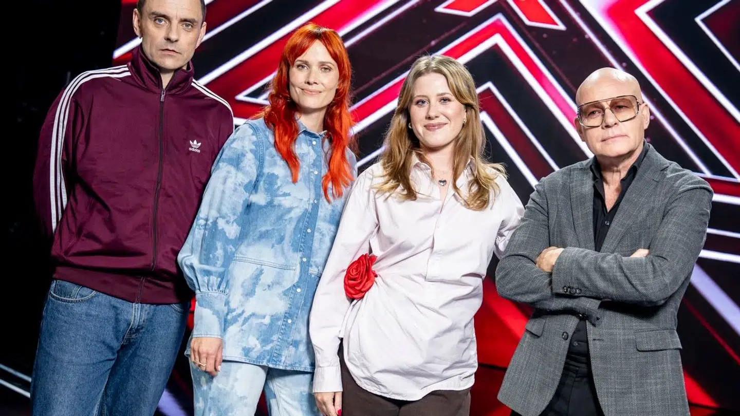 X Factor-holdet 2024: Simon Kvamm, Oh Land, Maria Fantino og Thomas Blachman.