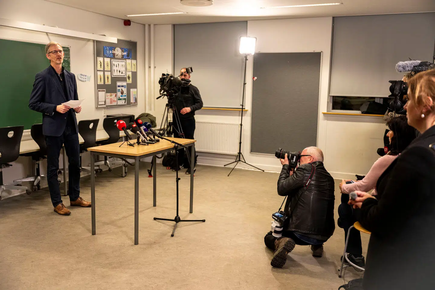 Chef for dagtilbud og skoler i Køge Kommune Lars Nedergaard afviklede et pressemøde på Borup Skole 14. februar.