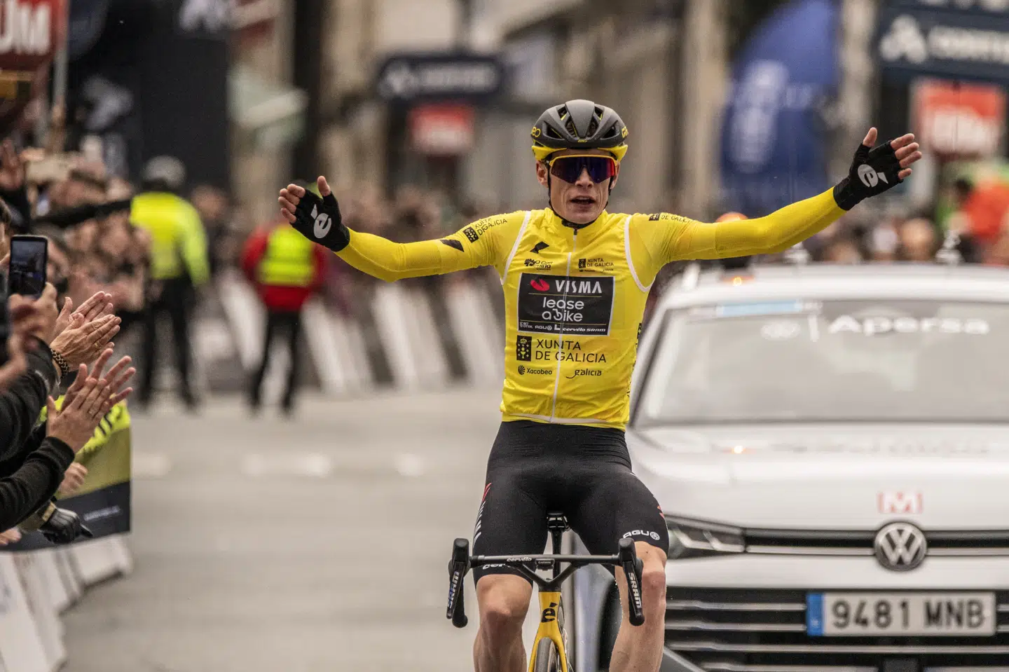 Tre gange i træk er Jonas Vingegaard kørt alene over stregen som vinder i etapeløbet O Gran Camiño. (Arkivfoto).