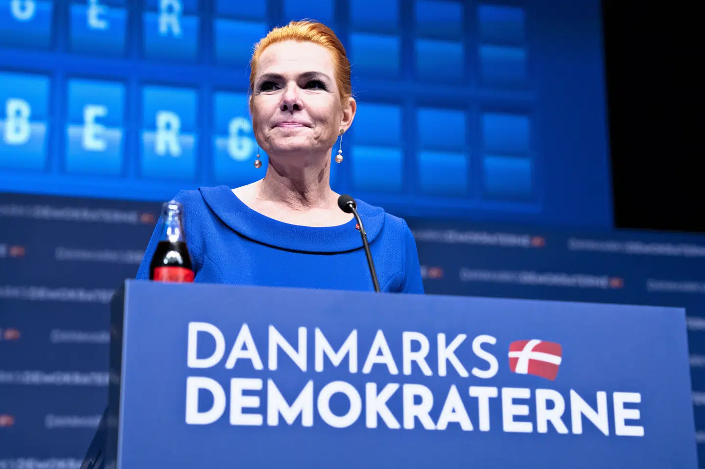 Partiformand Inger Støjberg på talerstolen ved Danmarksdemokraternes landsmøde i Aalborg sidste år. Til juni skal partiet at få valgt sit første medlem af Europa-Parlamentet nogensinde.