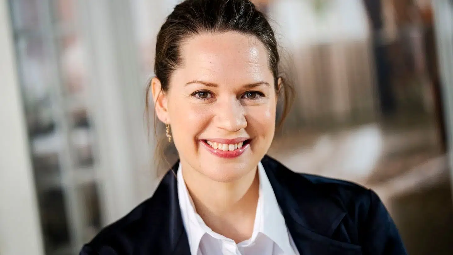 Amalie Dollerup under et pressemøde for 'Badehotellet' i 2024.