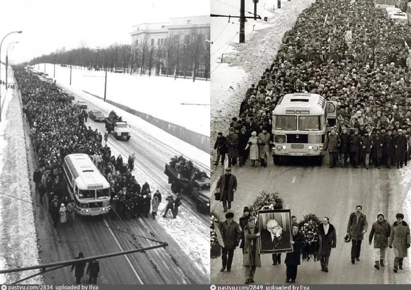 Her ses to af de billeder fra Andrej Sakharovs begravelse, der har floreret i flere dage.