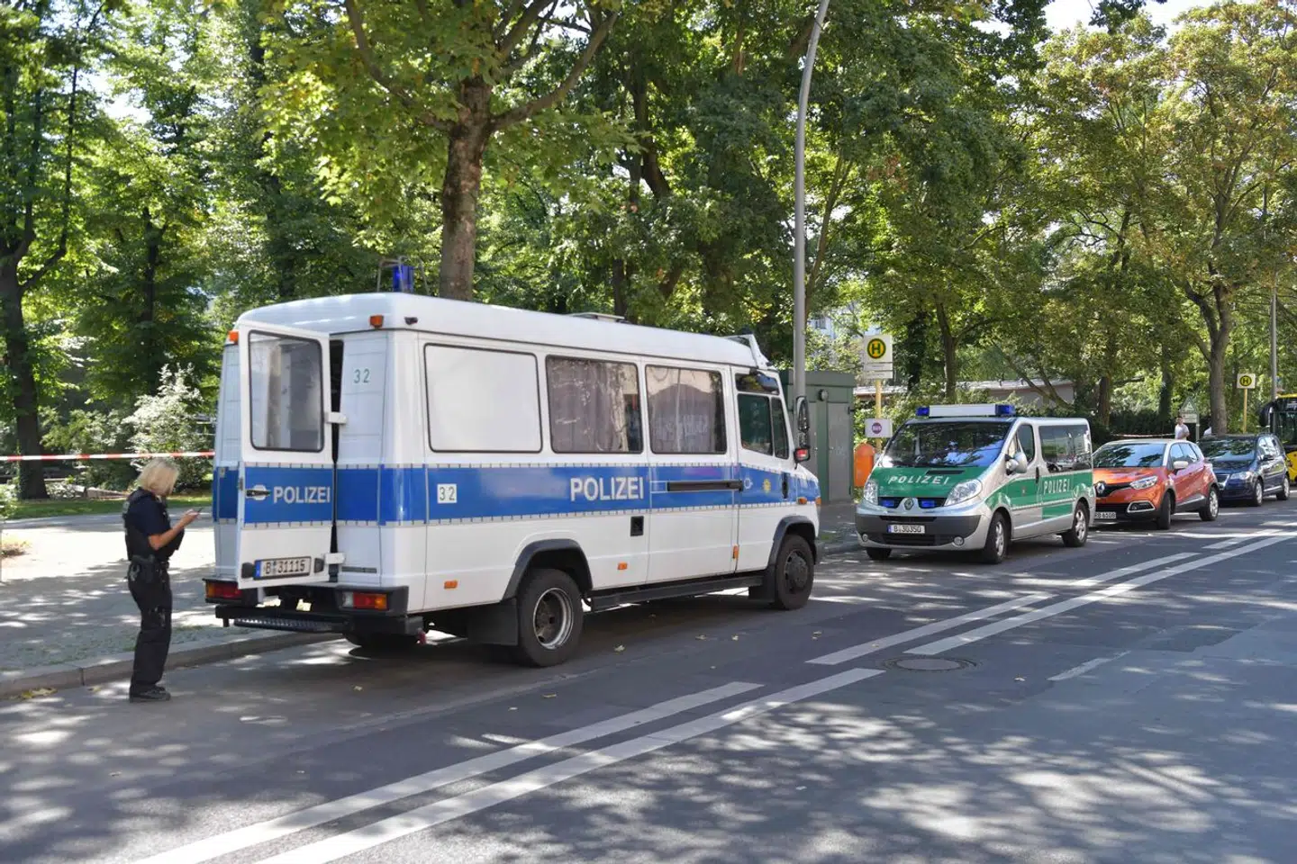 Her ses et billede af det tyske politi, der arbejder i Tiergarten-parken den 23. august 2019.