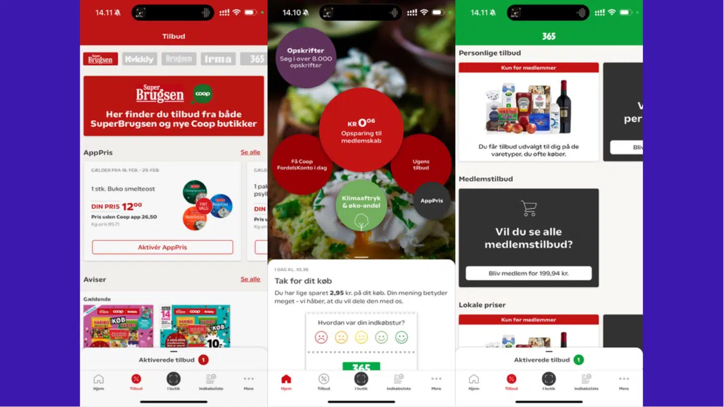 Sådan ser Coops app ud.