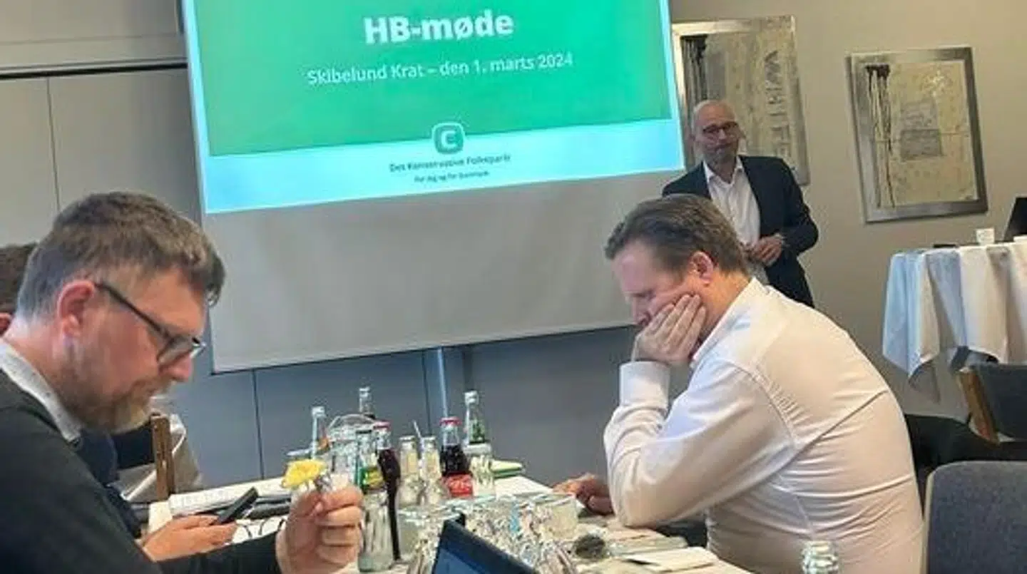 Søren Pape Poulsen taler foran Konservatives hovedbestyrelse fredag den 1. marts, kort før han blev ramt af en hjerneblødning.