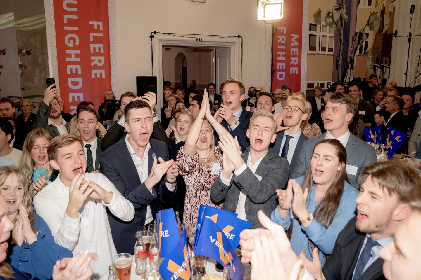 Medlemmer af Venstre Ungdom under Folketingsvalget den 1. november 2022. Arkivfoto: Asger Ladefoged, Scanpix