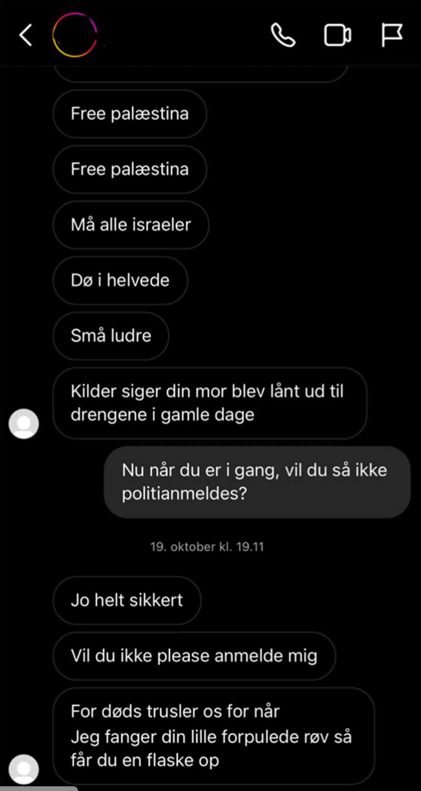 Beskederne er ifølge rapporten fra oktober 2023.