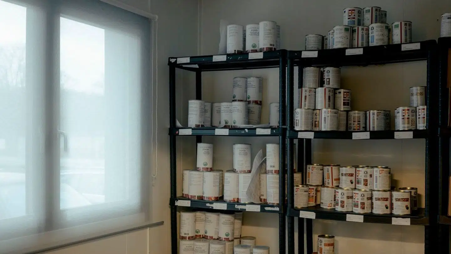 Fotoet er ikke fra Espersens hjem, men fra Sverige, hvor befolkningen så småt er begyndt at forberede sig på krig og krise.