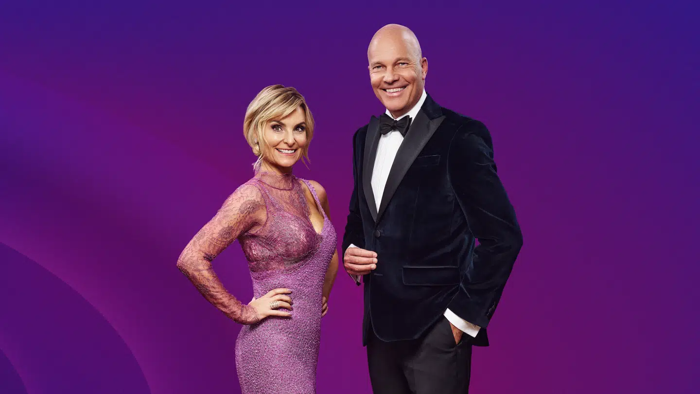 Michèle Bellaiche og Jesper Steinmetz bliver i år Oscar-værter hjemme i TV 2-studiet. Foto: Henrik Ohsten / TV 2