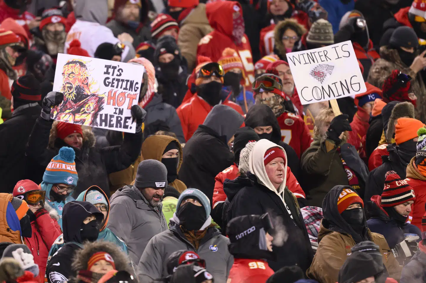 Temperaturen ramte minus 20 grader under opgøret mellem Kansas City Chiefs og Miami Dolphins i januar.