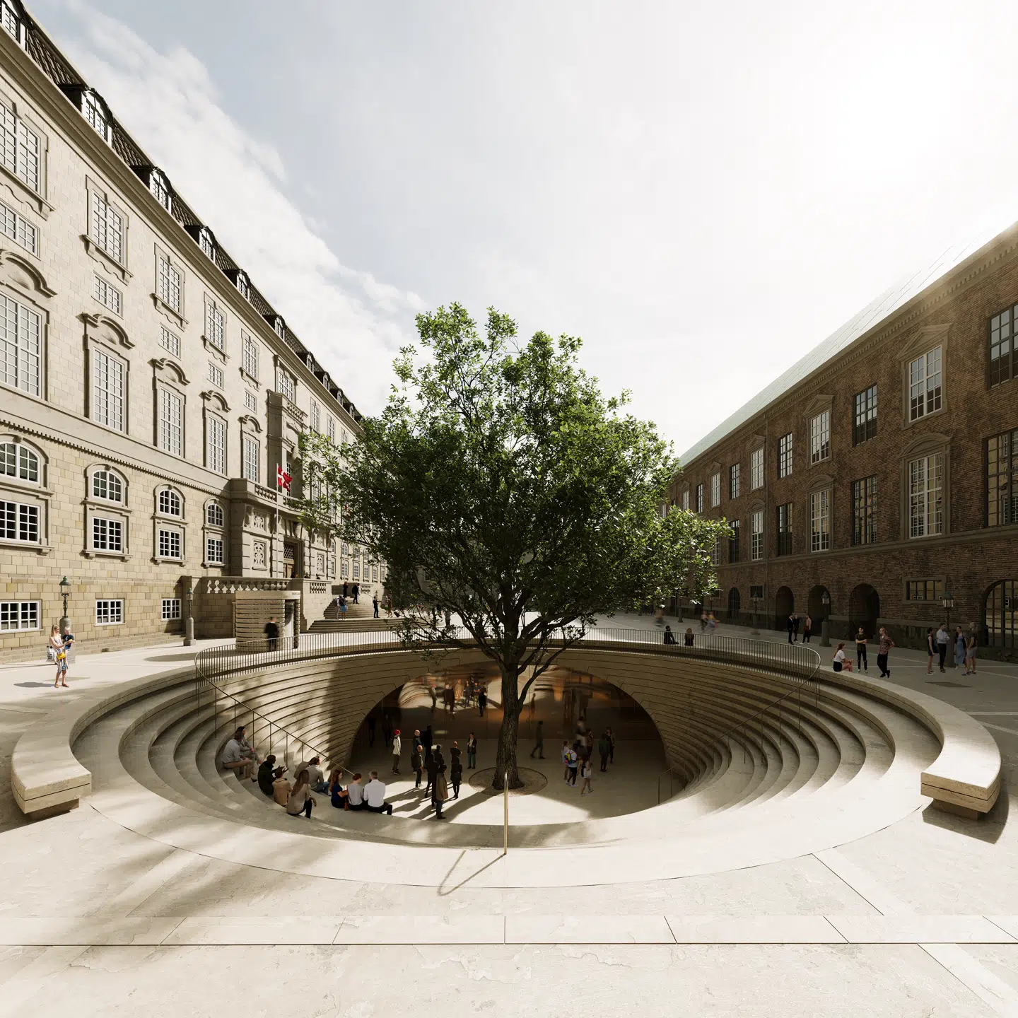 Rigsdagsgården får sig en makeover, og på denne illustration kan man se den fremtidige besøgsindgang.