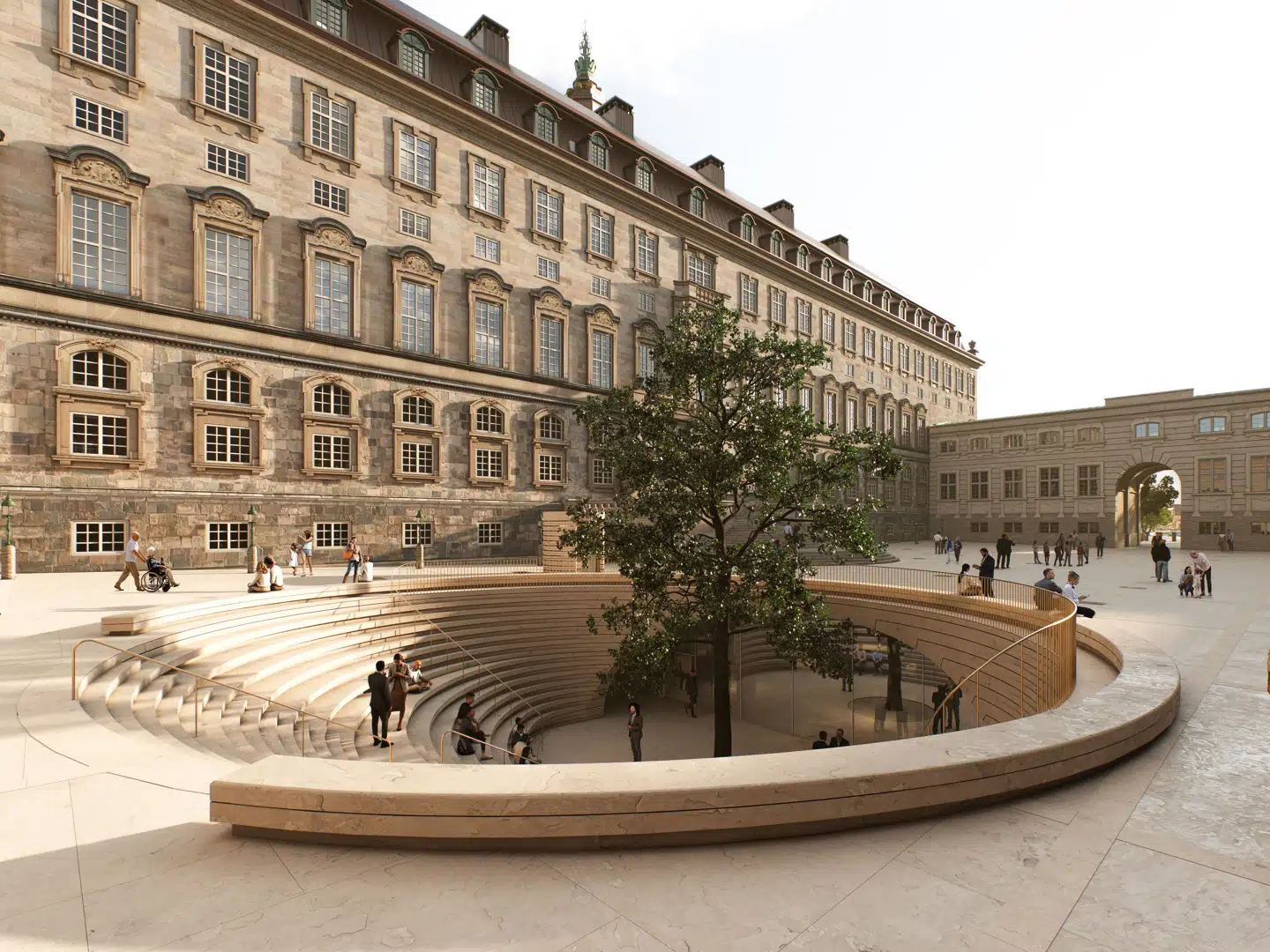 Det er gået galt med vinderprojektet fra det hypede arkitektfirma Cobe, hvis »helhedsgreb«, som det hedder i arkitektsproget, består i at skære et meget stort trappehul midt i Rigsdagsgården, mener Nikolaj Bøgh. Billedet er hentet fra Folketingets hjemmeside.