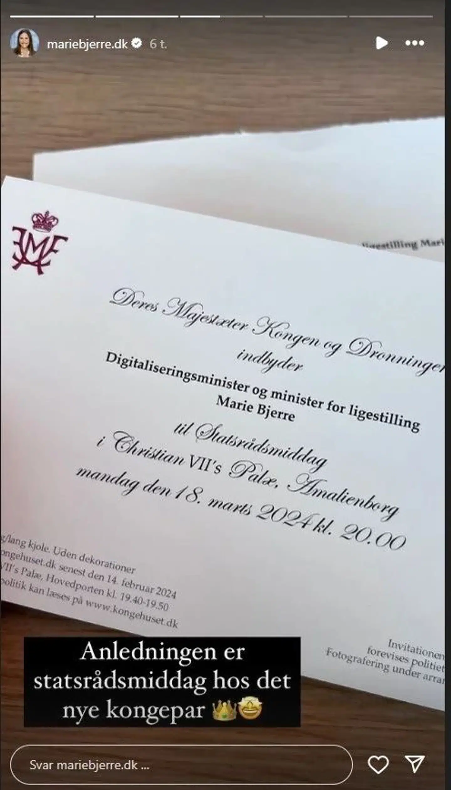 B.T. fået lov af Marie Bjerre til at dele hendes Instagram-story.