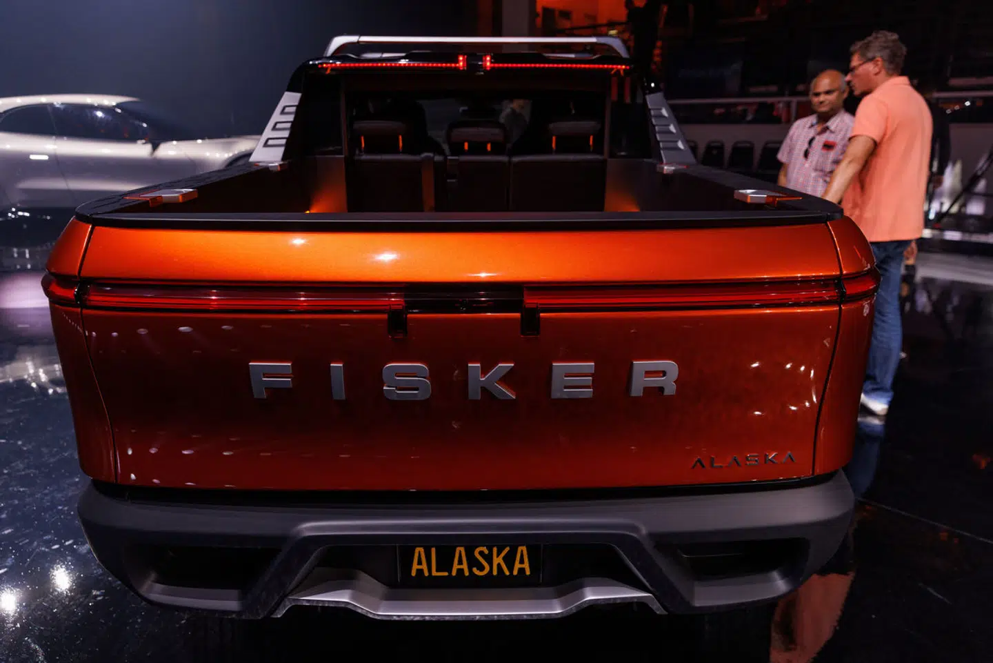 Electric car company Fisker shows off its Alaska pickup truck in Huntington Beach, California, August 3, 2023. REUTERS/Mike Blake