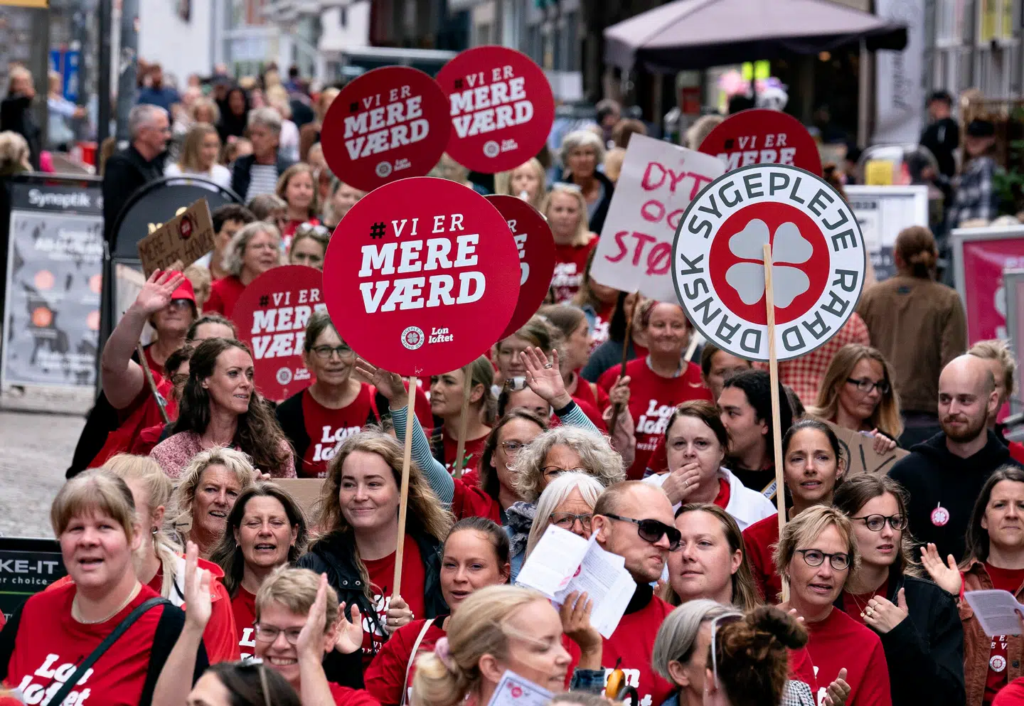 Sygeplejersker i strejke for mere i løn i 2021. Arkivfoto: Henning Bagger, Scanpix