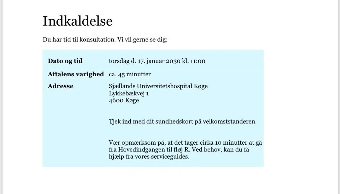 I 2030 skal Lasse Antonisen møde op til konsultation forud for sin kæbeoperation.