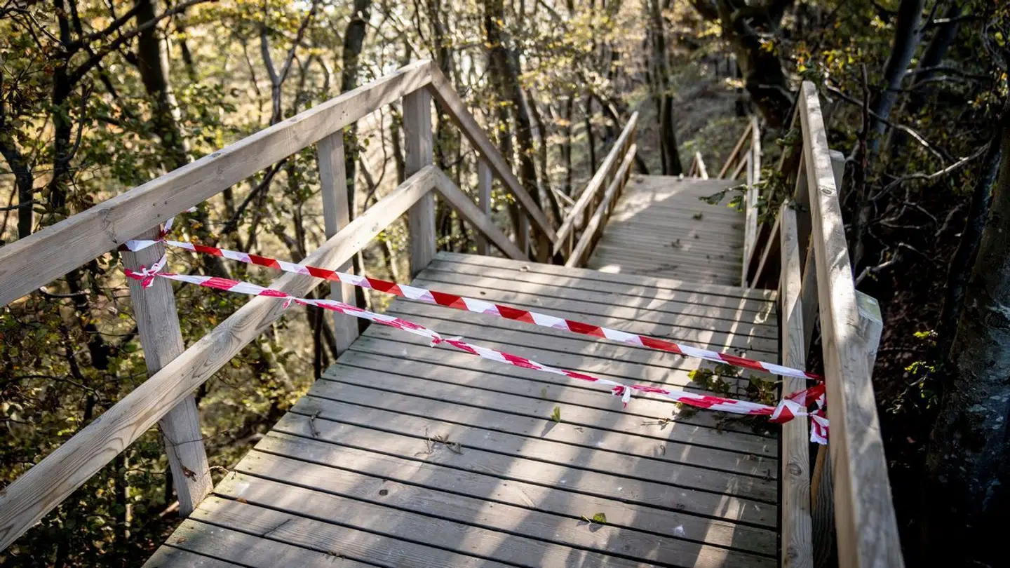 Stormfloden satte sit aftryk på trapperne på Møns Klint.