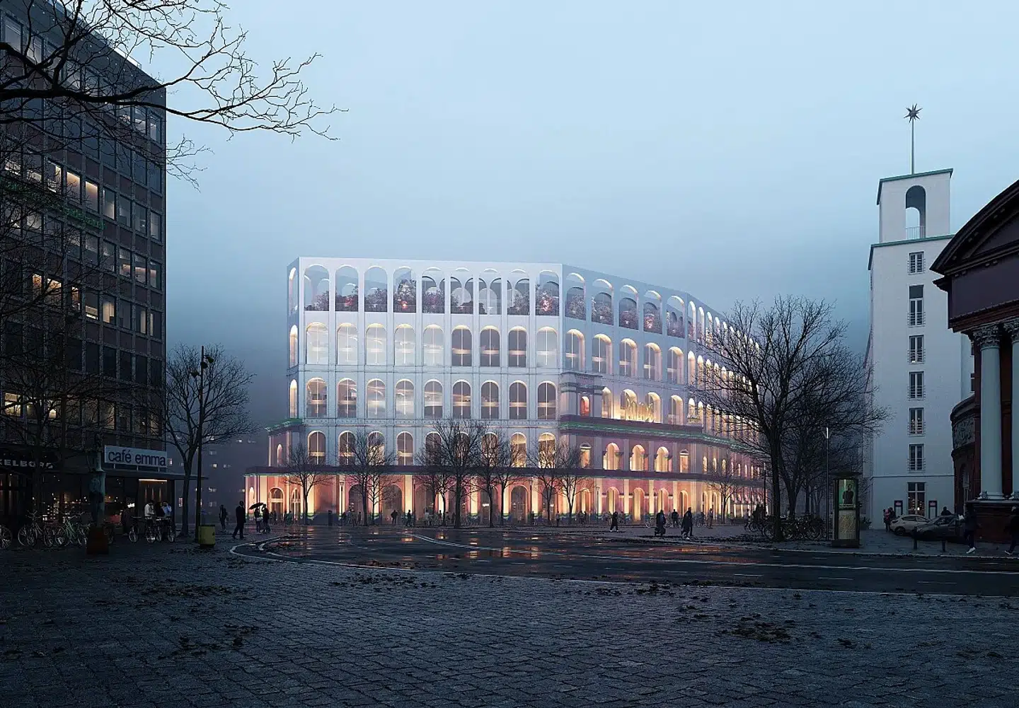 Skitsen til den nye Paladsbiograf. Illustration: Nordisk Film Biografer