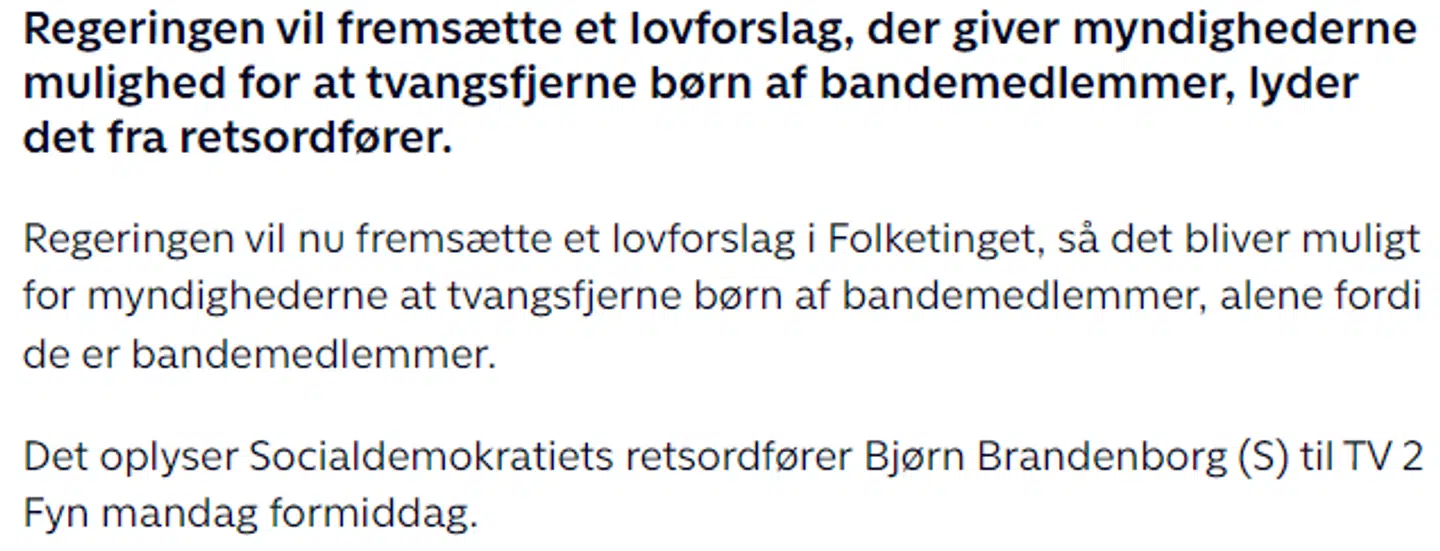 Sådan så nyheden ud på TV 2s hjemmeside.