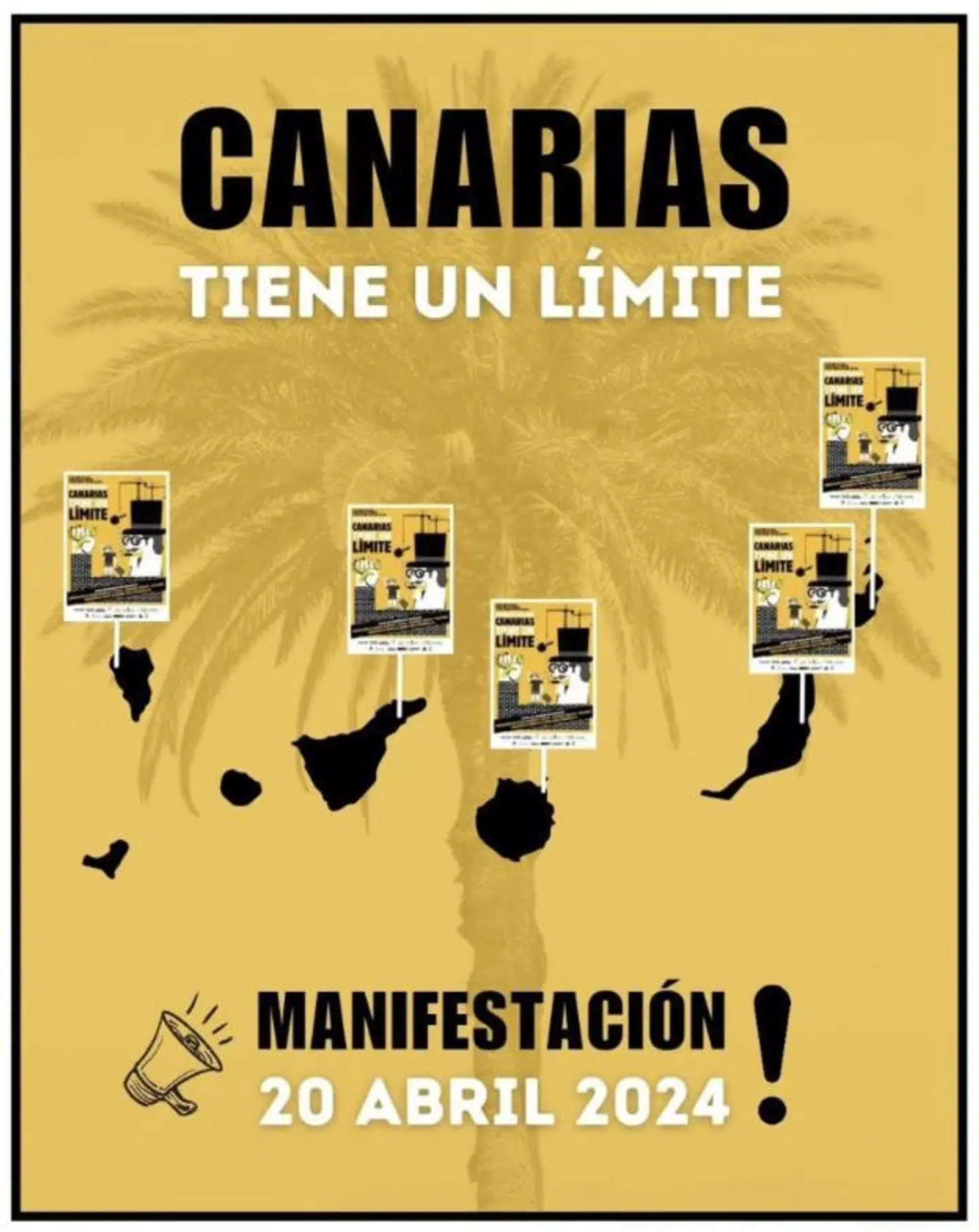 »Kanarieøerne har en grænse«, lyder overskriften på denne flyer, hvor borgerne på de sydspanske øer opfordres til at deltage i demonstrationerne.