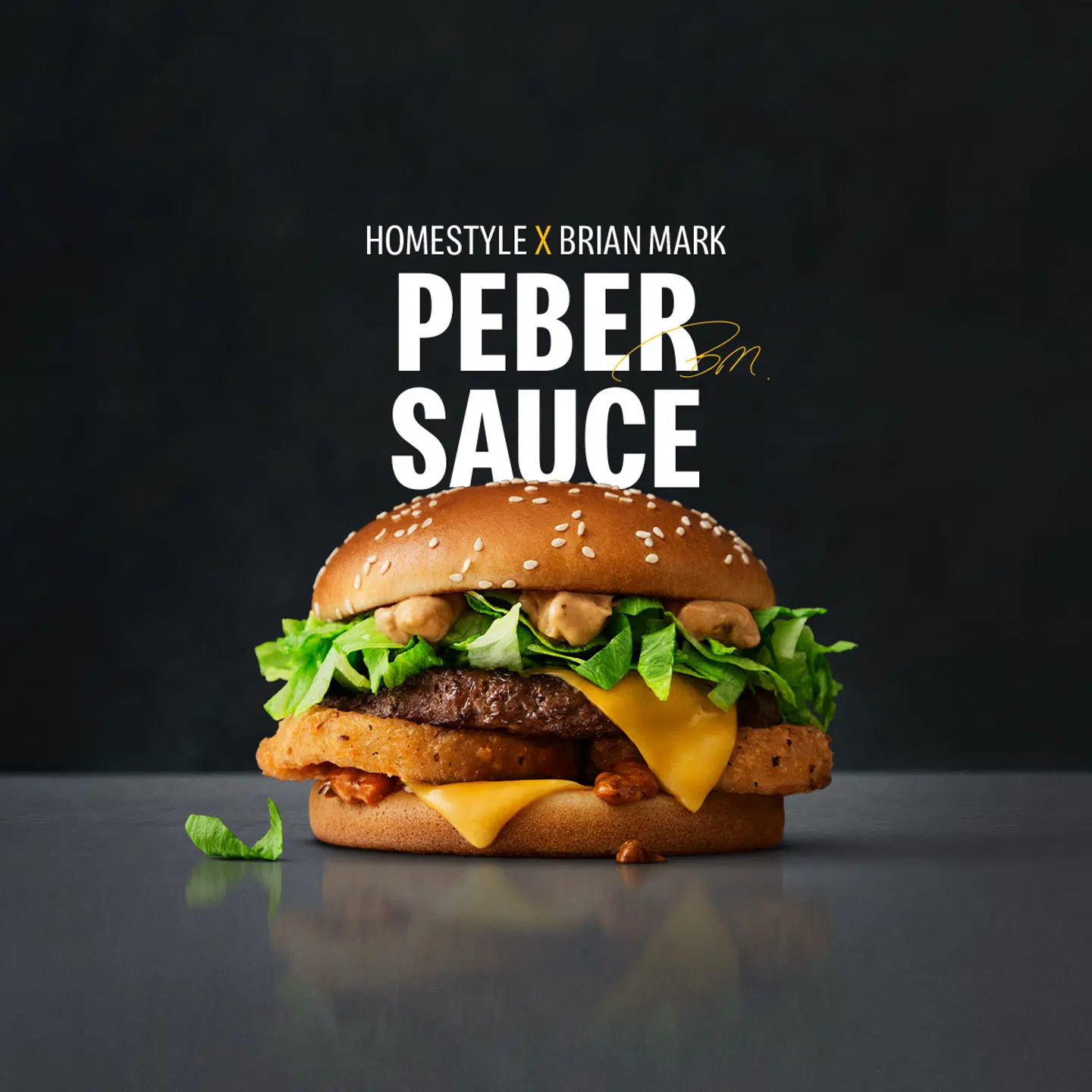 Her ses den nye burger med navnet Homestyle Pebersauce, der præsenteres tirsdag 16. april af McDonald's.