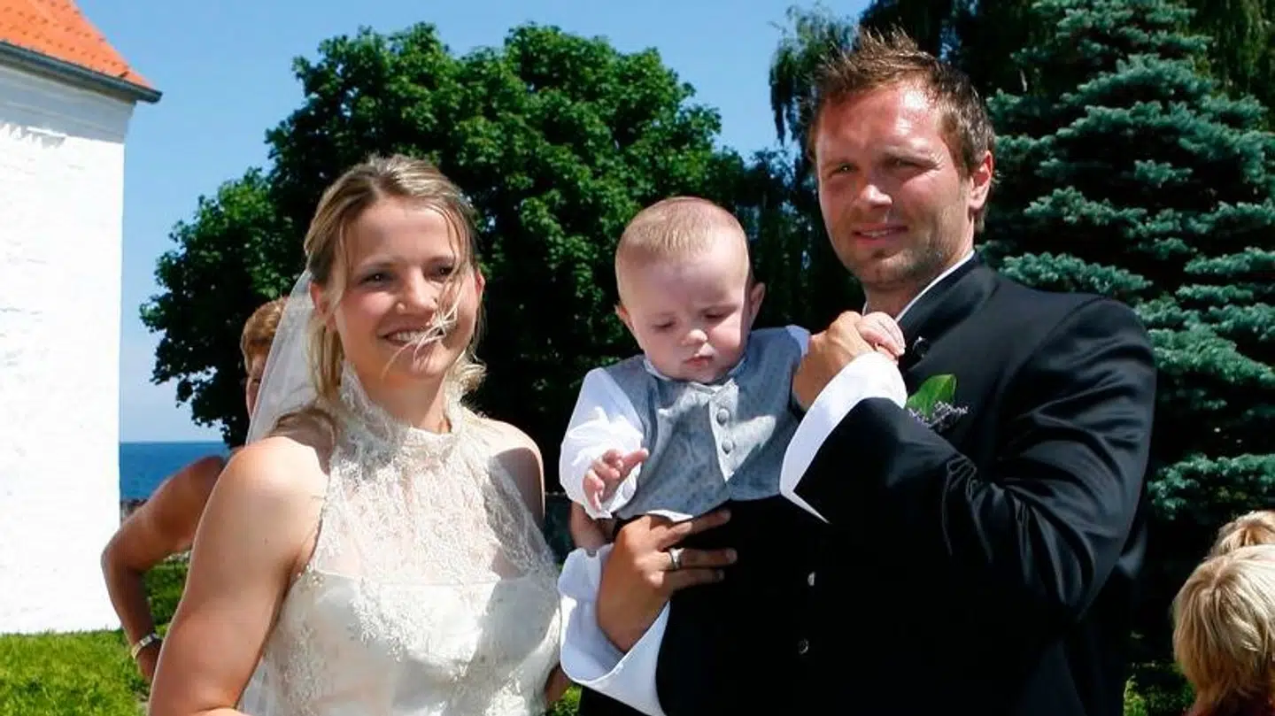 Bryllup mellem de to håndboldstjerner Christina Roslyng og Lars Christiansen. Her med sønnen Frederik.