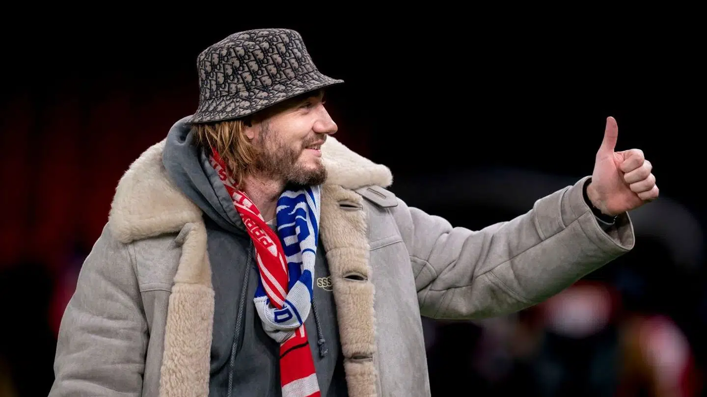 Nicklas Bendtner hyldes før EM kvalifikationskamp mellem Danmark - Finland i Parken, torsdag den 23 marts 2023. (Foto: Liselotte Sabroe/Ritzau Scanpix)