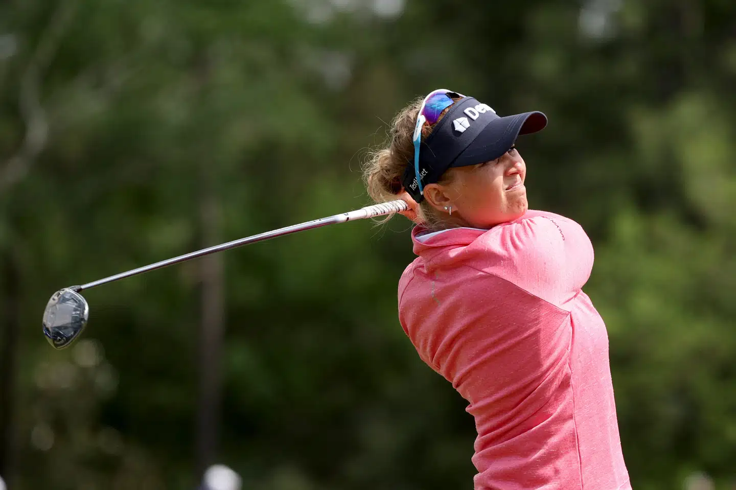 Nanna Koerstz Madsen sætter her i gang på fjerde hul i sidste runde af golfmajoren Chevron Championship. Danskeren slutter turneringen på en delt 17.-plads.