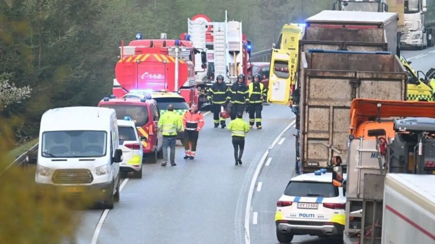 Dødsulykken skete onsdag på Rute 13 ved Nørre Snede, der ligger lidt over 30 kilometer vest fra Horsens. Foto: Presse-Fotos.dk