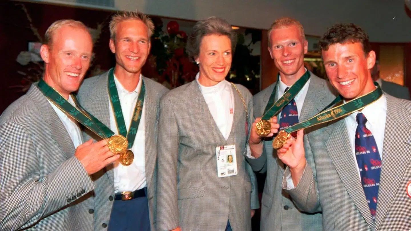 Prinsesse Benedikte under OL i 1996 med guldfireren.