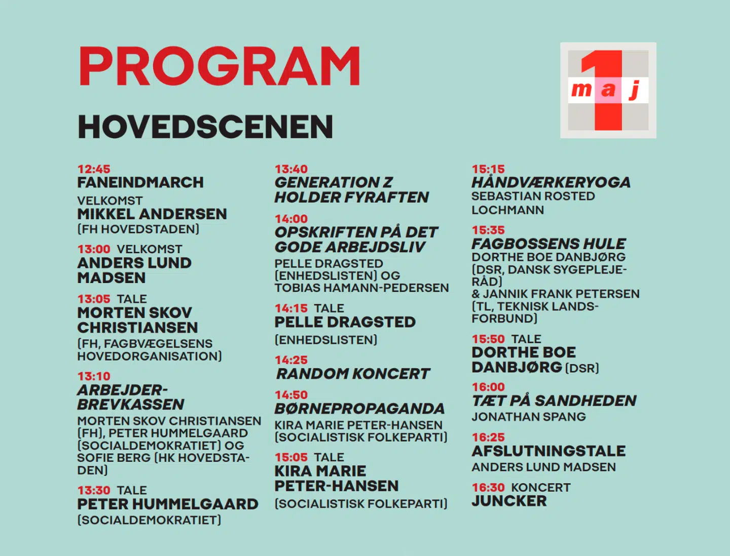 Programmet for 1. maj i Fælledparken skal ændres, for Jonatan Spang har også meldt afbud her. Foto: Fagbevægelsens Hovedorganisation