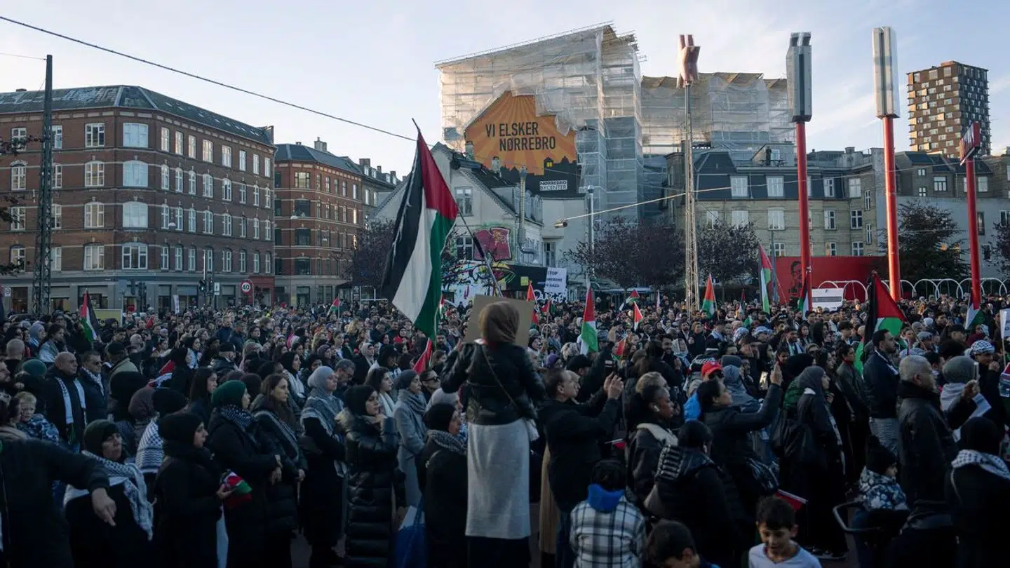 Arkivfoto af demonstration for Palæstina ved den Røde Plads på Nørrebro i København.