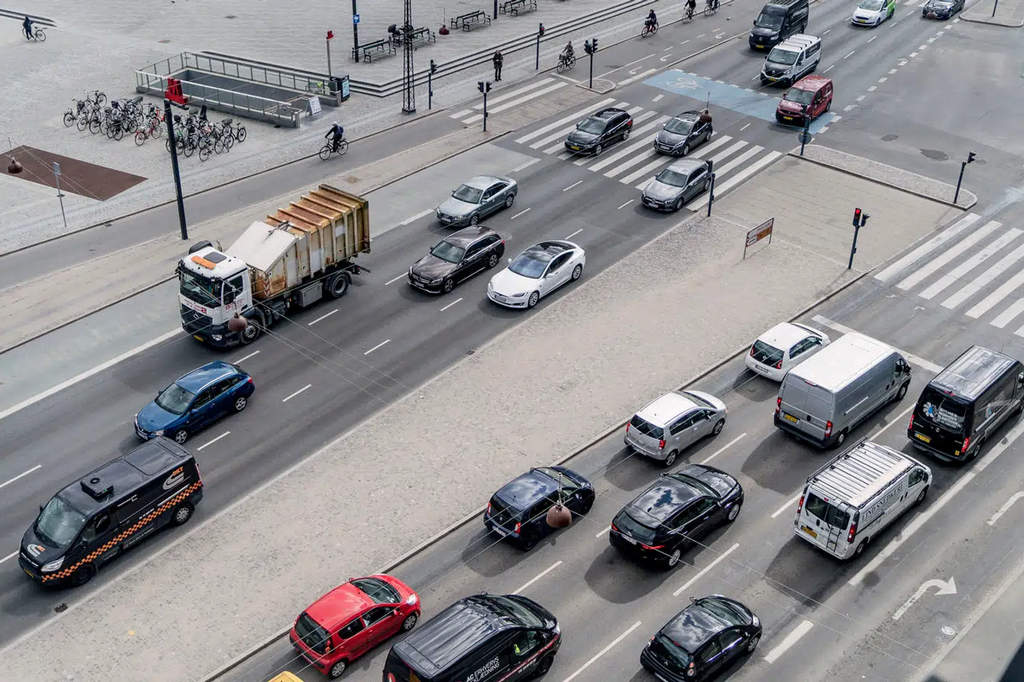 Trafik og luftforurening i København.