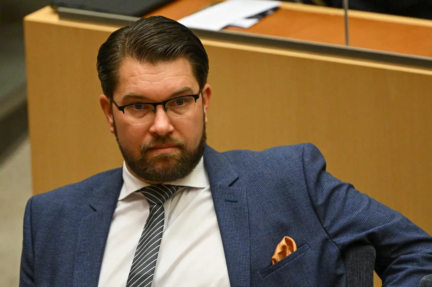 Resten af den borgerlige regering, som Sverigedemokraterna er støtteparti for, lagde afstand til Jimmy Åkessons udsagn om en øvre grænse for hjælpen til Ukraine. Foto: Jonathan Nackstrand, Scanpix