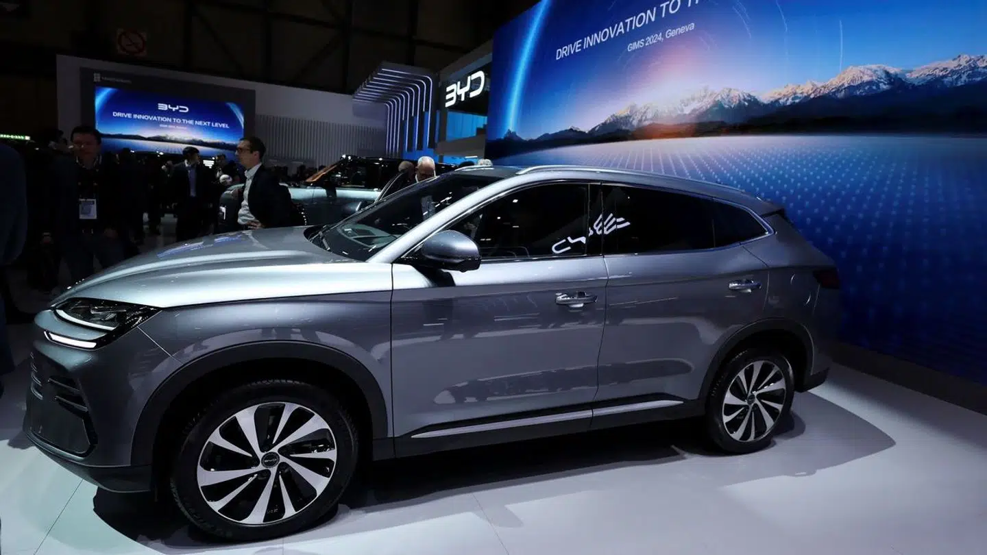 Modellen BYD Seal U vises frem på motorshow i Geneve i februar 2024. Den koster fra 319.995 kroner i Danmark.