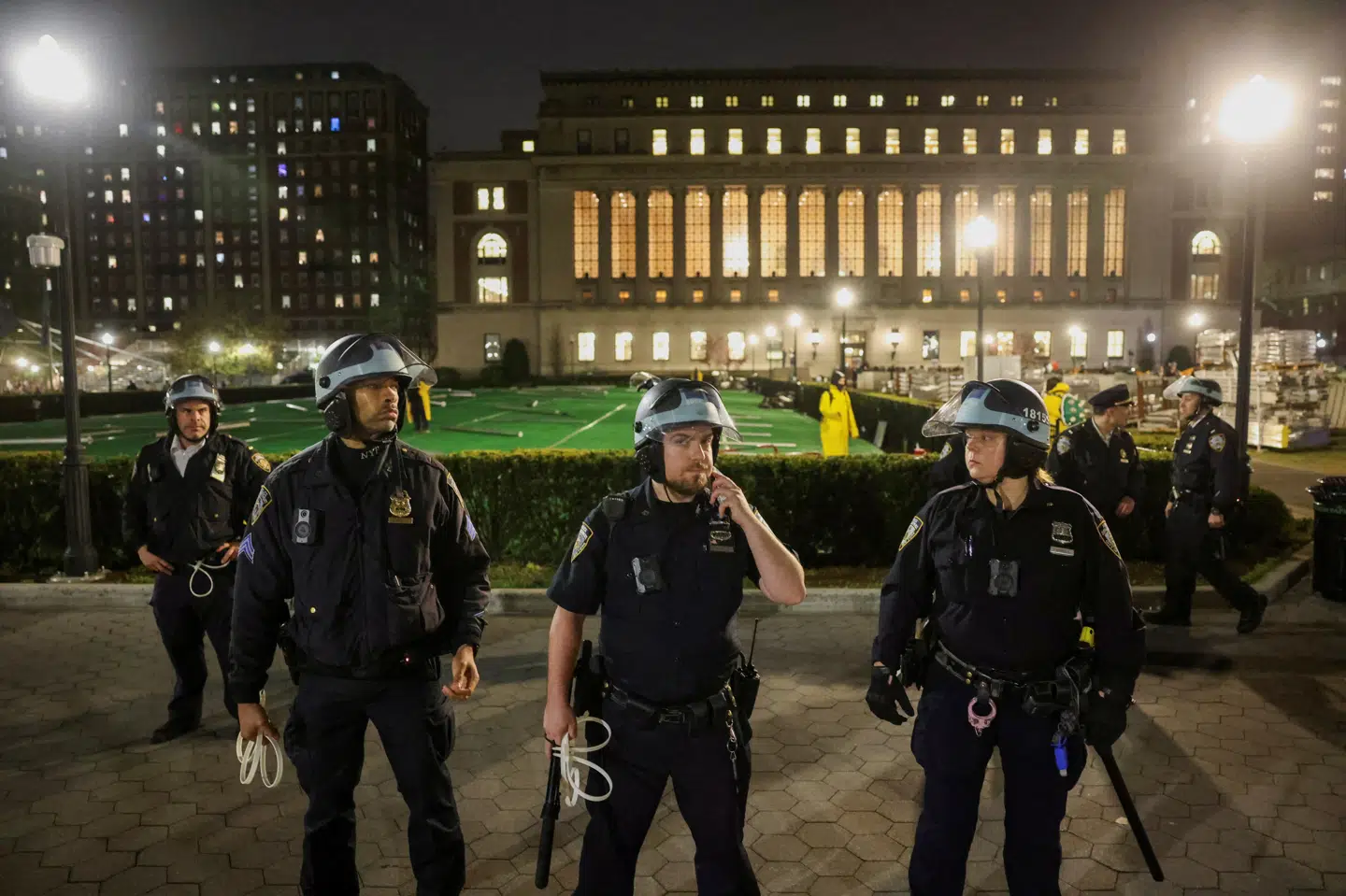 Her ses betjente udstationeret ved Columbia University under propalæstinensiske protester 30. april. (Arkivfoto).