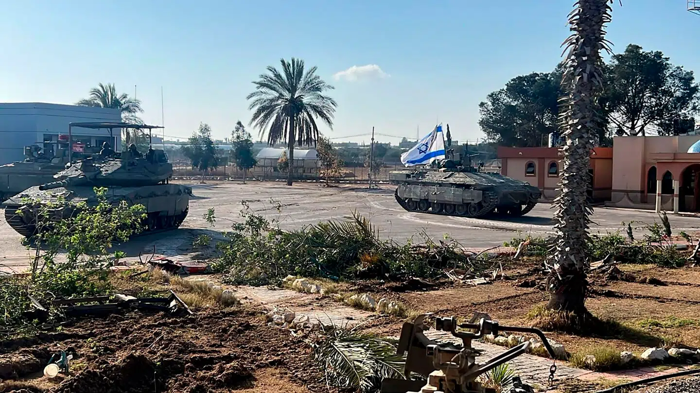 Israelske tanks i Rafah tirsdag. Foto: Det israelske militær.